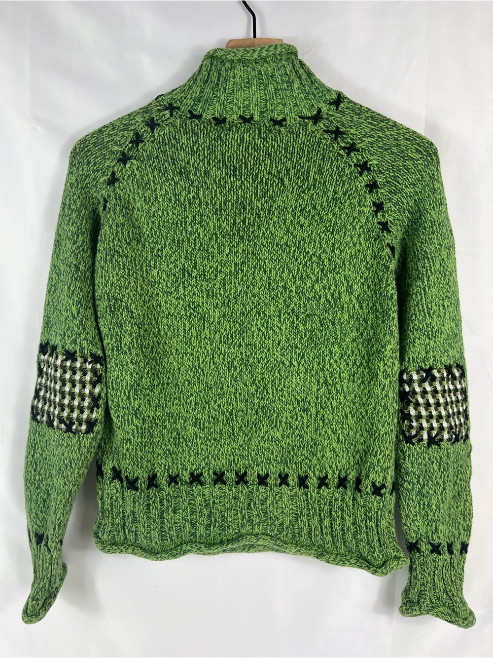 Timberlea Equestrian Horse Sweater Green Ramie/Cotton Qtr Zip Sz S - Picture 2 of 9